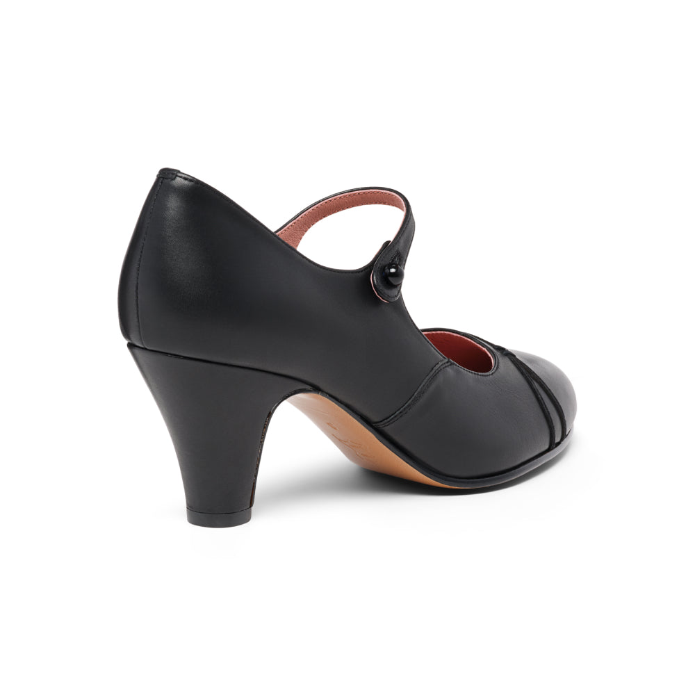 PRE-ORDER Vera 1920s Bar Shoes Wide (Black)
