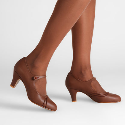 PRE-ORDER Vera 1920s Bar Shoes (Chestnut)