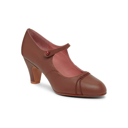 PRE-ORDER Vera 1920s Bar Shoes Wide (Chestnut)