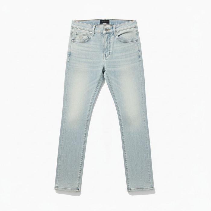 Waimea 'Flex' plain skinny denim jeans in antique blue, showcasing the fit and fabric texture of these stylish WAIMEA denim pants.