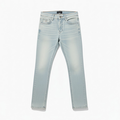Waimea 'Flex' plain skinny denim jeans in antique blue, showcasing the fit and fabric texture of these stylish WAIMEA denim pants.