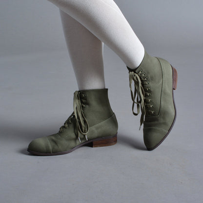 Watson Edwardian Lace-Up Boots (Moss Green)
