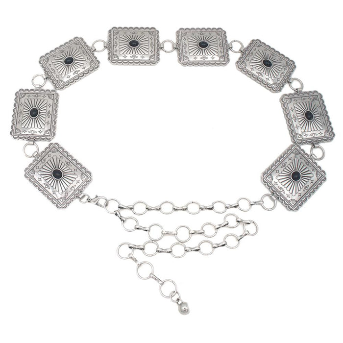 Women's Black & Silver Concho Chain Belt