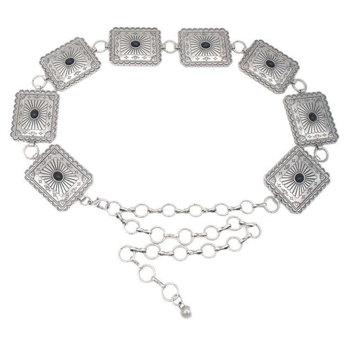 Women's Black & Silver Concho Chain Belt