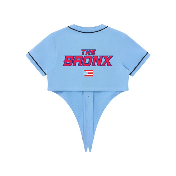 Women's BX PR Edition Cropped Belly Tie Baseball Jersey by Bronx Native - Puerto Rico Collection