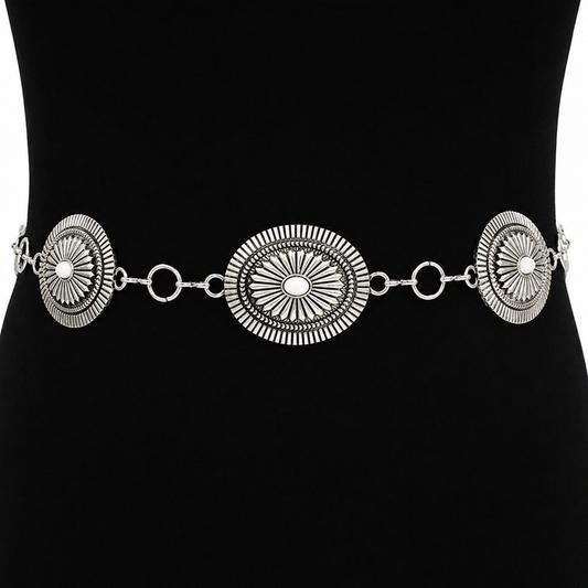 Women's Silver Concho Chain Belt