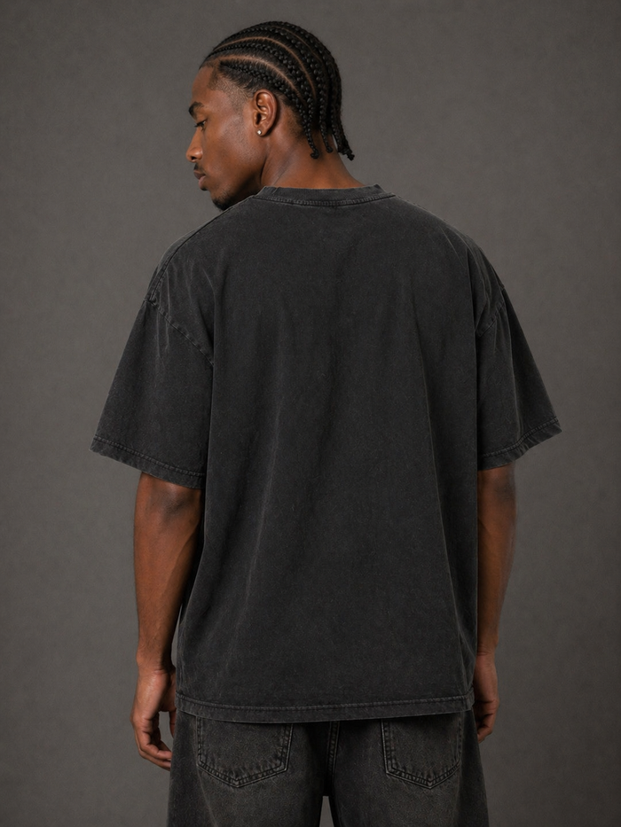 Charcoal WRLDSNTS Faith Over Fear T-Shirt with bold white graphic text, casual fit, and soft cotton material.